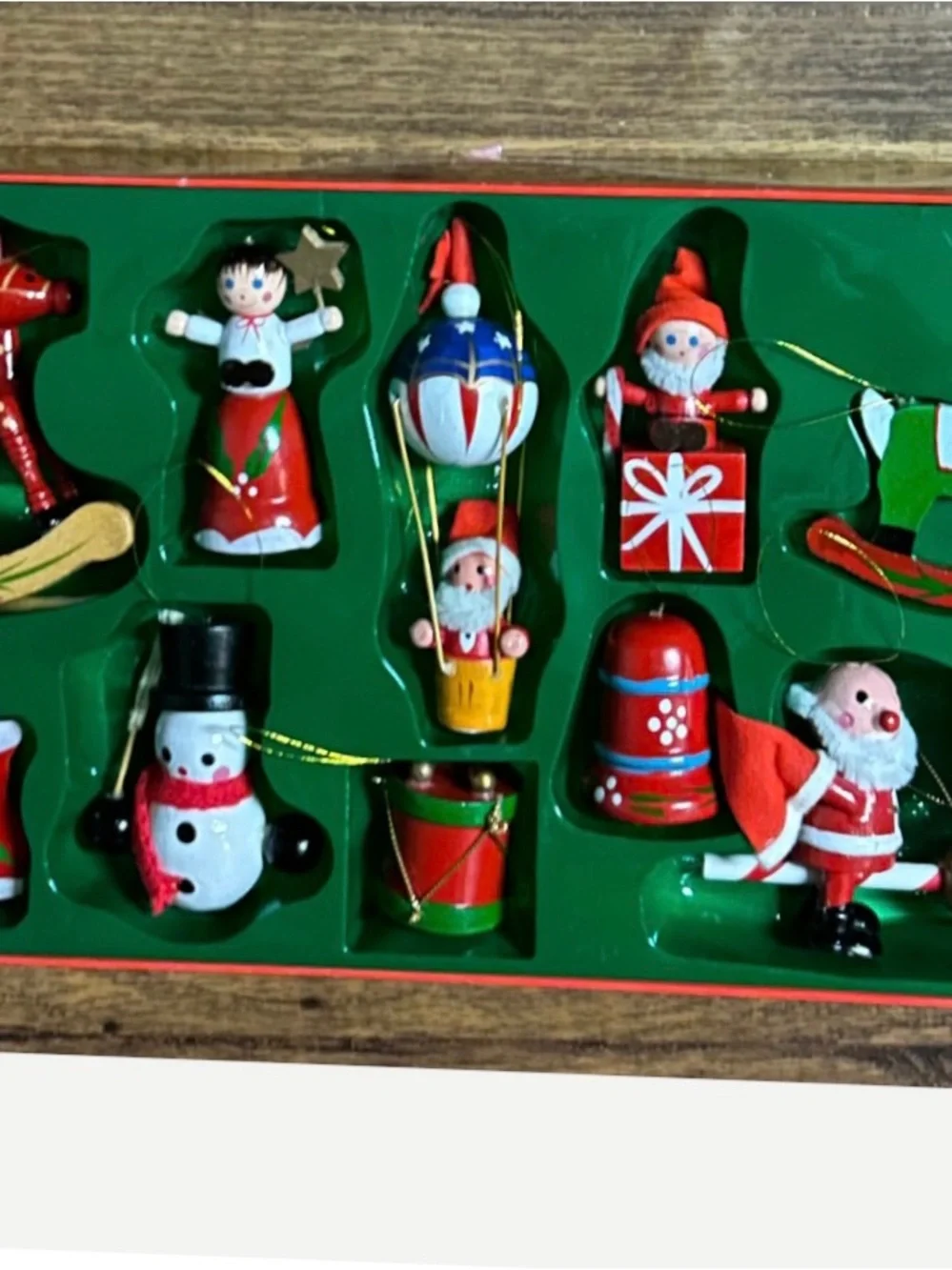 The Christmas Collection ~ Vtg (1985) ~ 10 Pieces Wood Hand Painted Ornament New